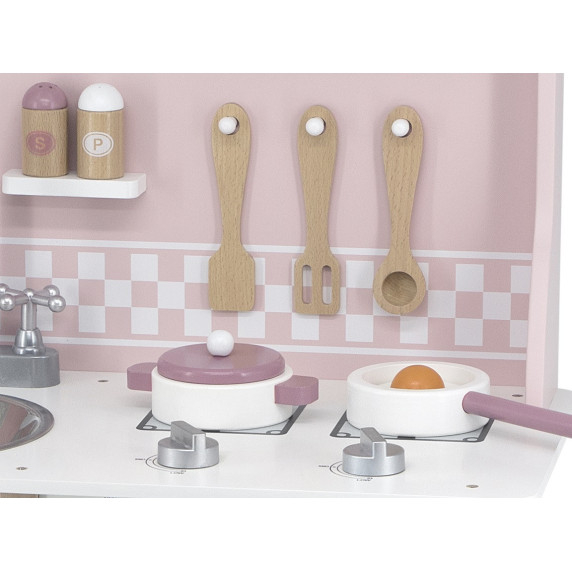 VIGA PolarB Wooden Kitchen with Accessories Silver - Pink