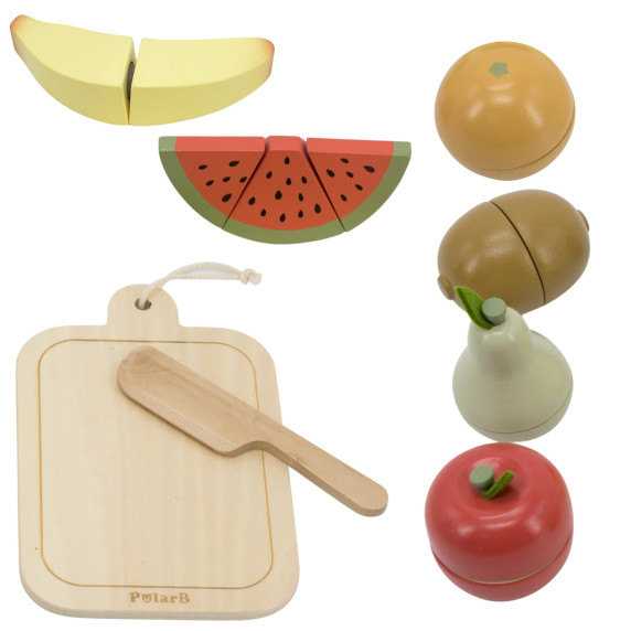 Viga Wooden Fruit Chopping Board Knife PolarB Educational Toy