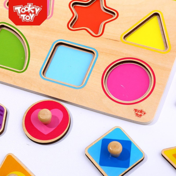 TOOKY TOY Puzzle Montessori Shape Learning Puzzle with Pushpins