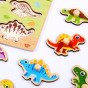 TOOKY TOY Wooden Montessori Puzzle Dinosaurs Shapes Puzzle