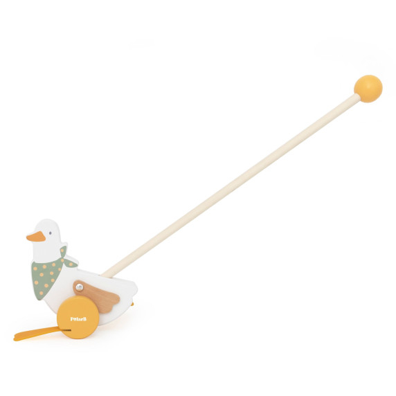 VIGA PolarB Wooden Push Goose on a Stick for Children 12m+