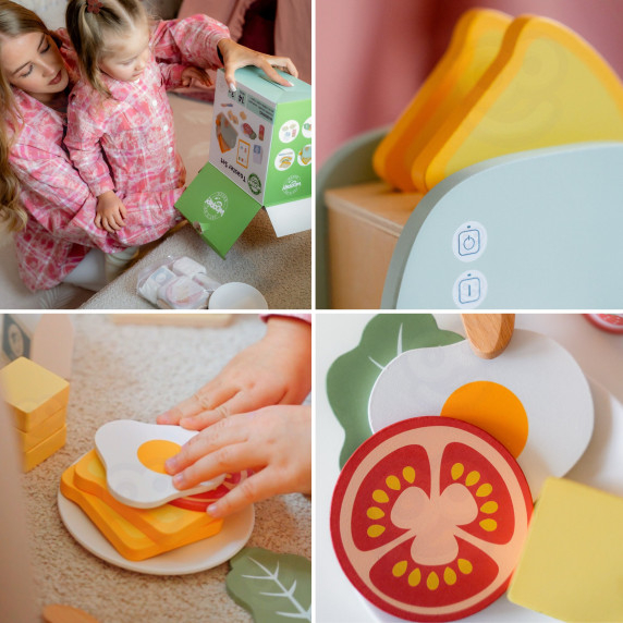 WOOPIE GREEN Wooden Toaster Breakfast Set with Accessories 14 pcs FSC