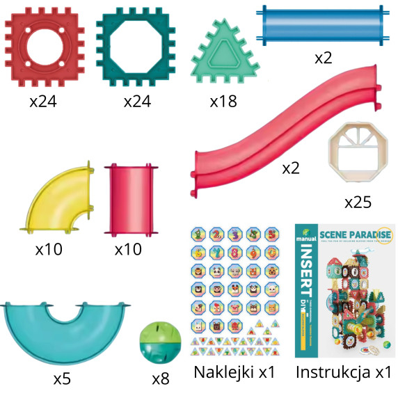 WOOPIE Magnetic Construction Blocks 3D Educational Set Ball Track 128 pcs.