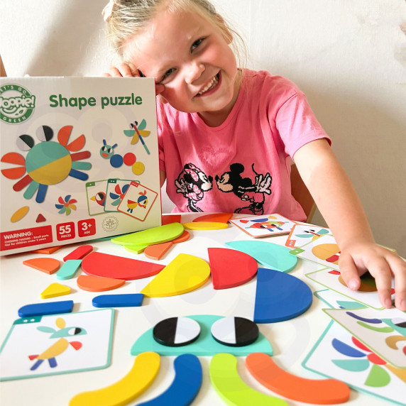 WOOPIE GREEN Wooden Montessori Puzzle 40 Patterns to Recreate 55 Pieces FSC Certified