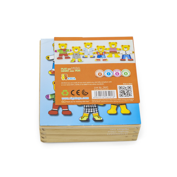 VIGA Wooden Puzzle Educational Puzzle Dress Up the Teddy Bear Boy