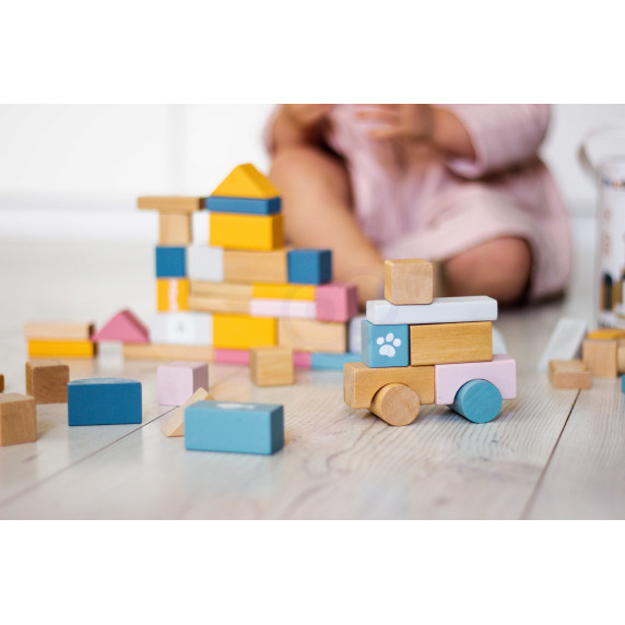 VIGA PolarB Set of wooden blocks in a bucket - 60 pieces