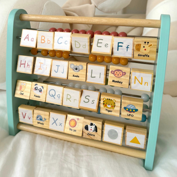 TOOKY TOY Double-Sided Abacus Alphabet Pictures