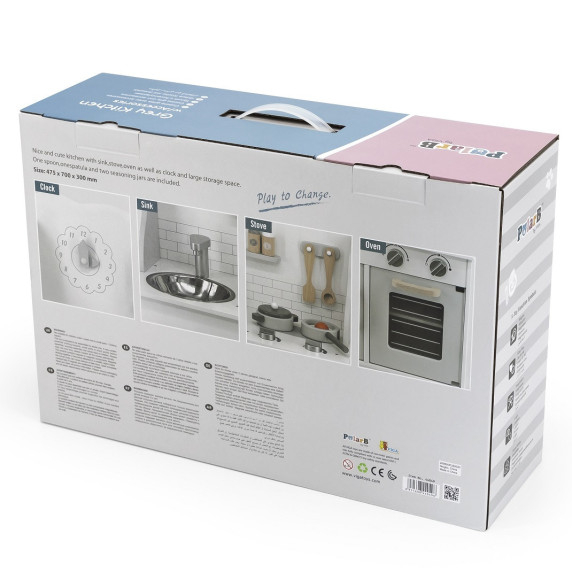VIGA PolarB Wooden Kitchen with Accessories Eco Gray