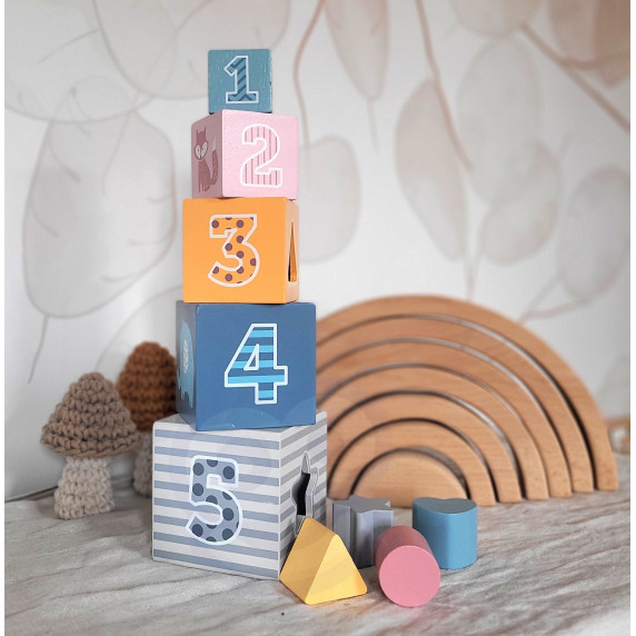 VIGA PolarB Pyramid Educational Puzzle Cube Sorter Blocks