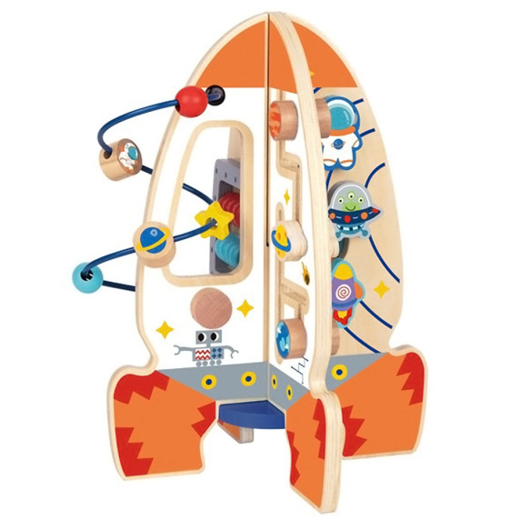 Tooky Toy Large Wooden Educational Toy Multifunctional Rocket