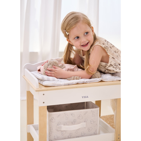 VIGA Wooden Changing Table 2 in 1 Bathtub for Dolls