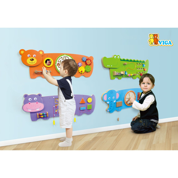 VIGA Educational Manipulative Sensory Board Wooden Crocodile FSC Montessori Certificate