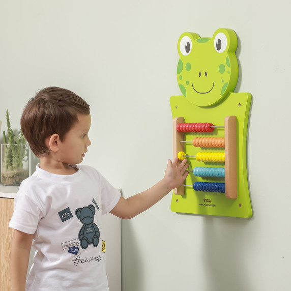 VIGA Wooden Manipulative Board Abacus Frog FSC Montessori Certificate