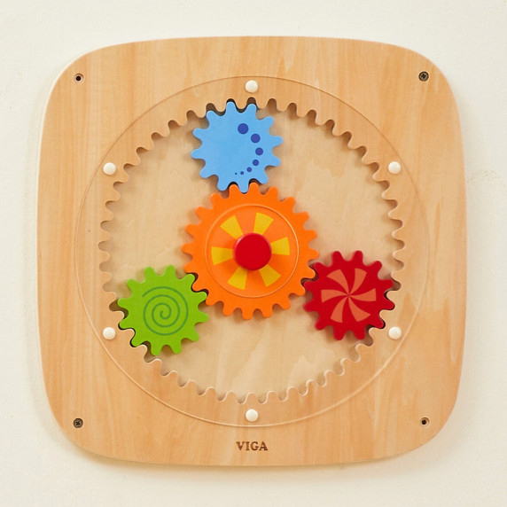 VIGA Wooden Board with Colored Gears