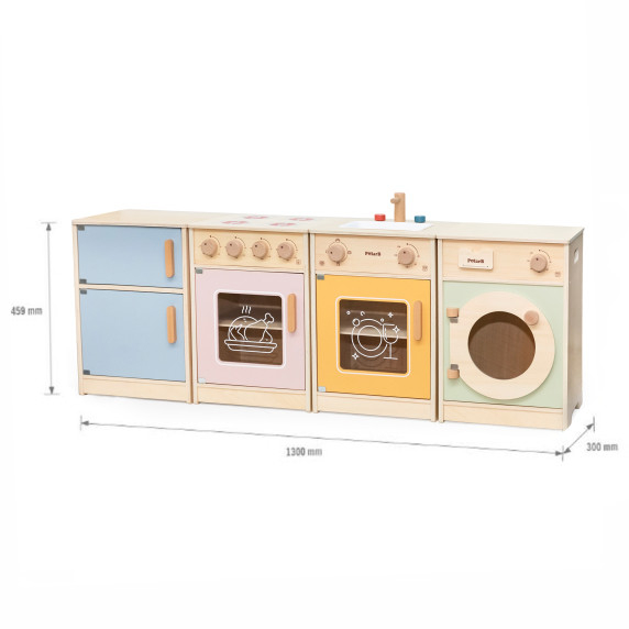 VIGA PolarB Wooden Kitchen Set XL Washing Machine Stove Dishwasher