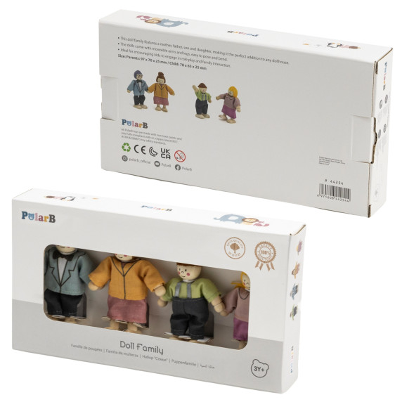 VIGA Set of Wooden Dolls with Cloth Clothes 4 pcs