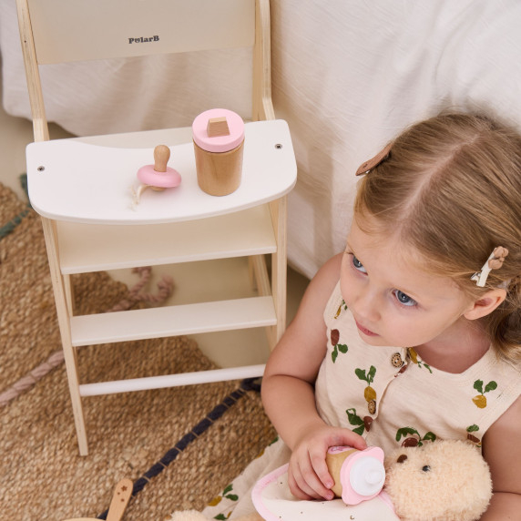 VIGA PolarB White Wooden Feeding Chair for Dolls