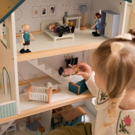 TOOKY TOY Large Wooden Dollhouse + FSC Figures