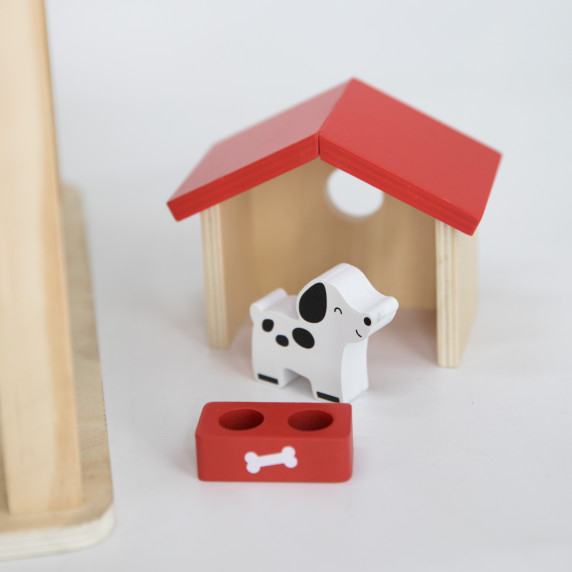 VIGA Wooden Dollhouse Set with Dolls and Accessories