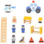 VIGA Wooden Police Station Police Car 3 levels 14 pieces