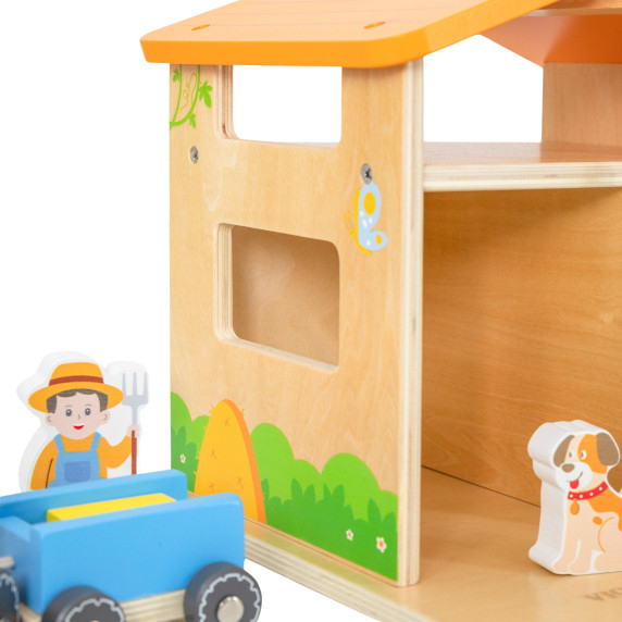 VIGA Wooden Farm Farmer's House with Garden and Tractor 21 pieces