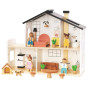 TOOKY TOY Wooden Dollhouse with Accessories and Family 20 pcs.