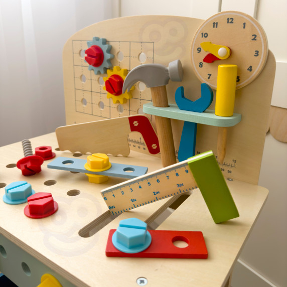 TOOKY TOY Wooden DIY Workshop Table