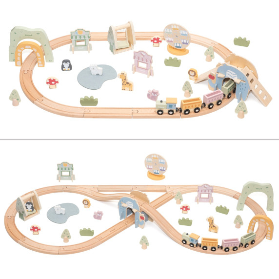 VIGA Wooden Train for Children Track 62 pieces
