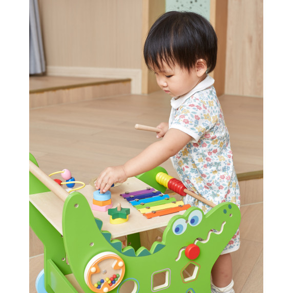 VIGA Wooden Educational Crocodile Pusher 12 in 1