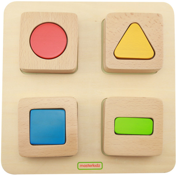 MASTERKIDZ Montessori Wooden Shapes and Colors Sensory Sorter