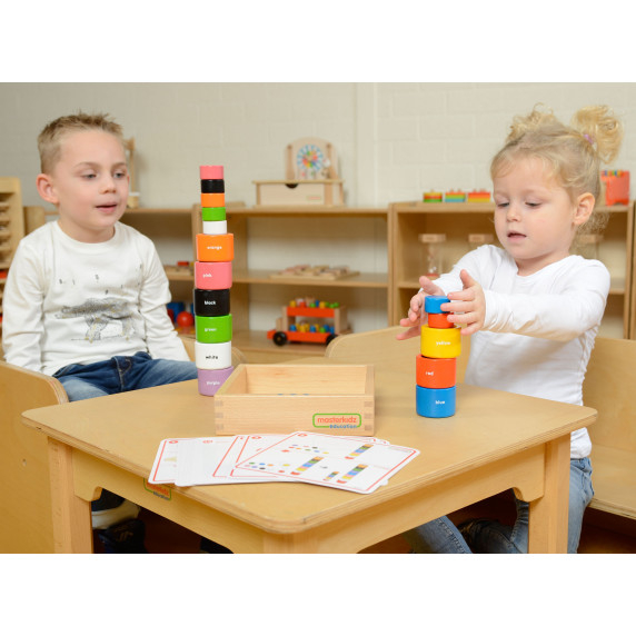 MASTERKIDZ Colorful Wooden Blocks and Round Cups