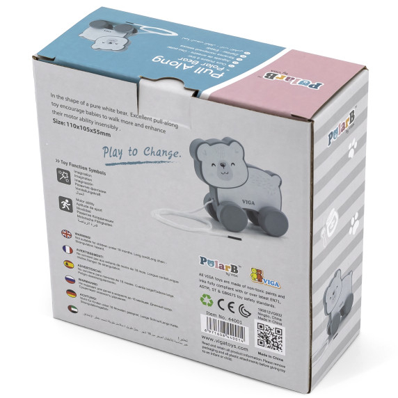 Viga Wooden Polar Bear Pull-Along - PolarB