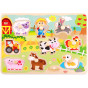TOOKY TOY Wooden Montessori Puzzle Farm with Matching Pins