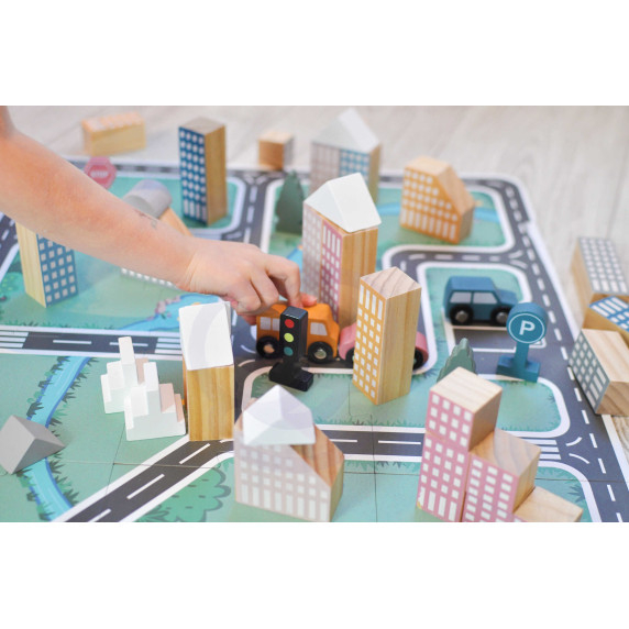 VIGA PolarB Wooden Model with City Blocks 56 pcs.