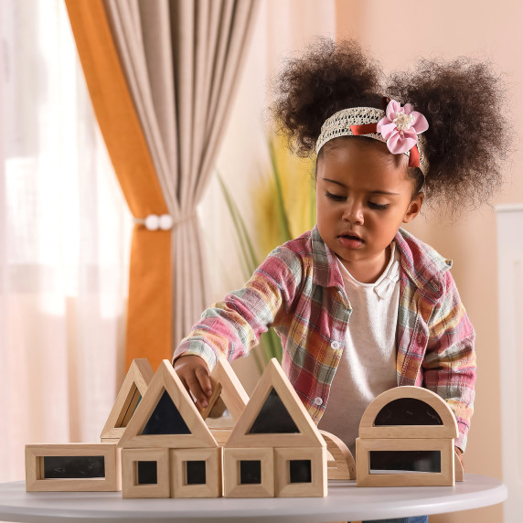 VIGA Wooden Mirror Blocks 16-piece puzzle