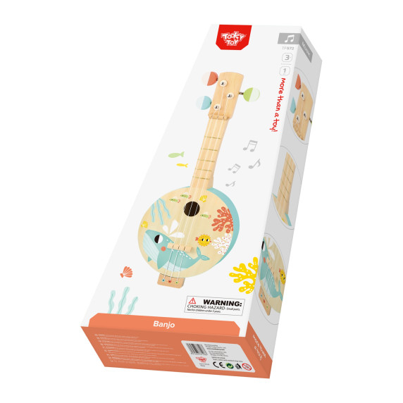 TOOKY TOY Wooden Banjo Learning Game for Kids with Sea Theme