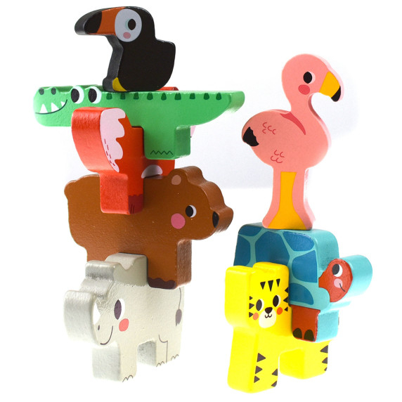 TOOKY TOY Wooden Blocks Puzzle Animals Montessori 9 pcs.