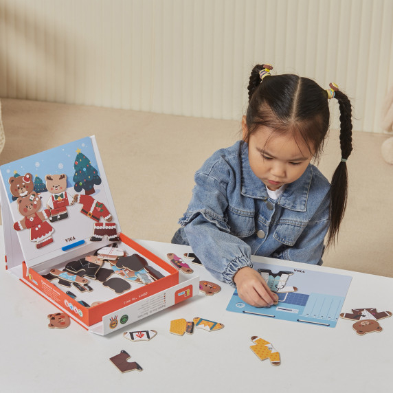 VIGA Wooden Magnetic Puzzle Bear Family