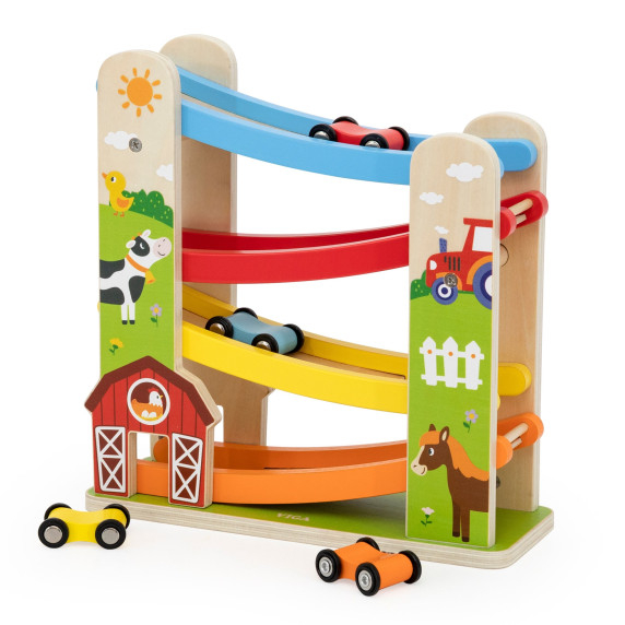 VIGA Wooden Racetrack with Farm Theme