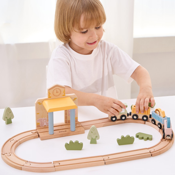 Viga PolarB Wooden Train Set 30 pcs.