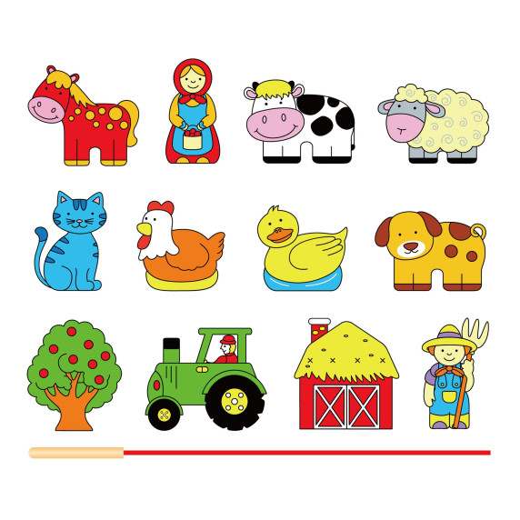 VIGA Wooden Intertwining Blocks Montessori Threading Farm