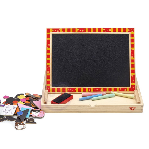 TOOKY TOY Wooden Double-Sided Puzzle Board Magnetic Puzzle Farm