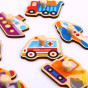 TOOKY TOY Wooden Montessori Puzzle Transport Vehicles with Matching Pins
