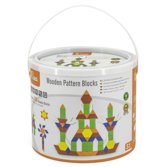 VIGA Wooden Flat Blocks in a Bucket 250 Montessori Pieces