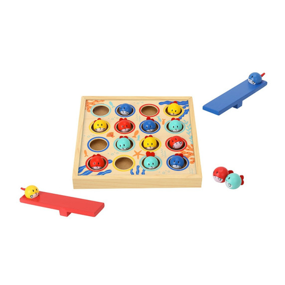 TOOKY TOY Game for Children Wooden Table Flying Fish 19 pcs.