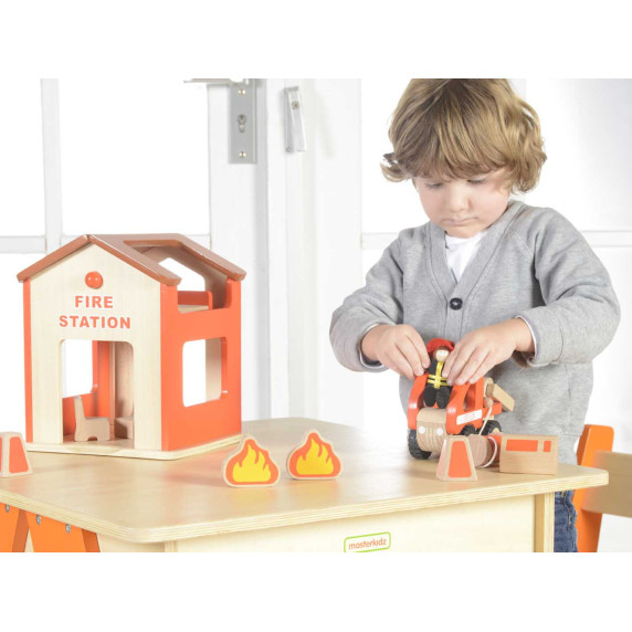 MASTERKIDZ Mini Fire Station Wooden Set