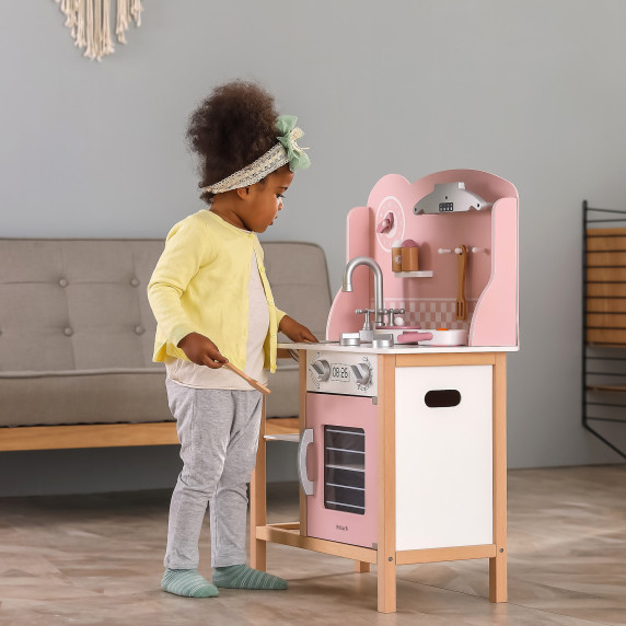 VIGA PolarB Wooden Kitchen with Accessories Silver - Pink