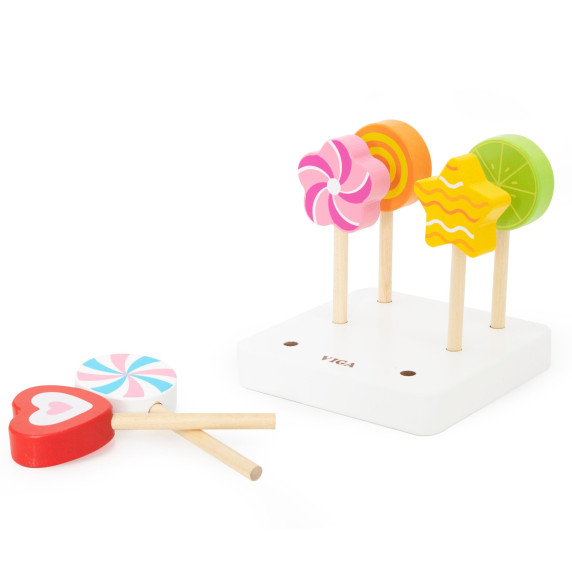 VIGA Wooden Lollipops Confectionery Shop Set of 6 for Children 18m+