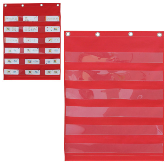 MASTERKIDZ Fabric Hanging Sheet with Pockets for Flashcards and Pictures Red