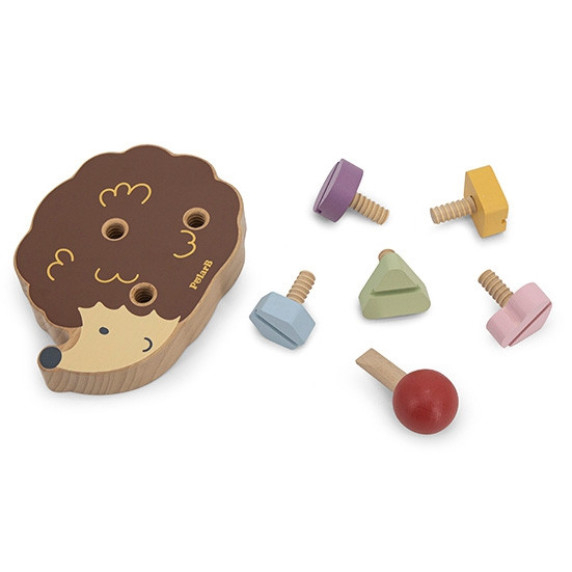 VIGA PolarB Wooden Construction Toy Hedgehog with Montessori Screws